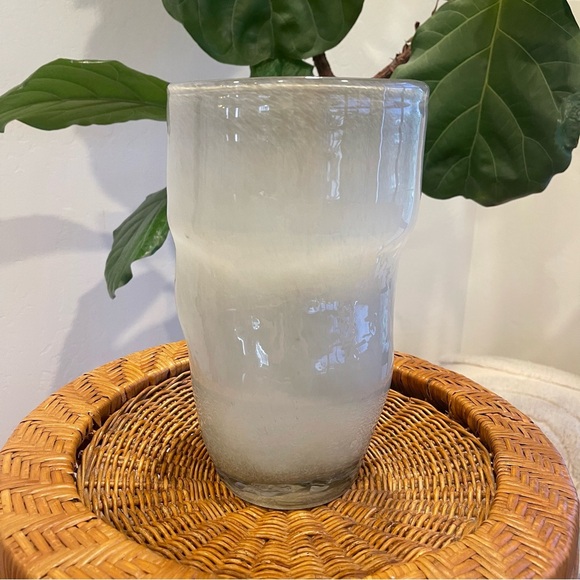 New West Elm XL Boho Gray Glass Abstract Asymmetrical Flower Vase Home Décor 10” - Picture 6 of 12